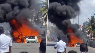 Electric Car Caught on Fire: బెంగళూరులో నడిరోడ్డుపై ఎలక్ట్రిక్ కారుకు మంటలు.. వీడియో వైరల్